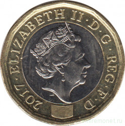 Монета. Великобритания. 1 фунт 2017 год.