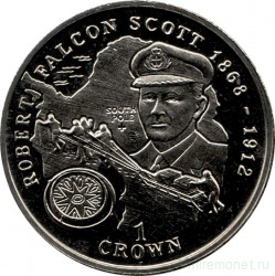 Монета. Великобритания. Остров Мэн. 1 крона 1999 год. Роберт Фолкон Скотт.