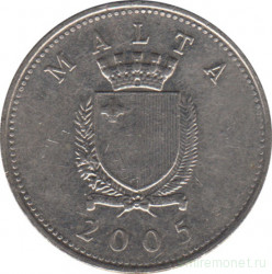 Монета. Мальта. 10 центов 2005 год.
