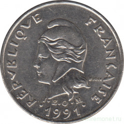 Монета. Новая Каледония. 10 франков 1991 год.