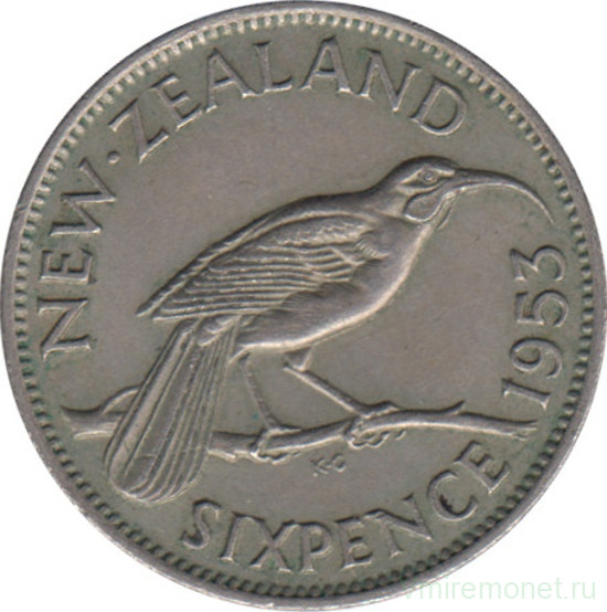 Монета. Новая Зеландия. 6 пенсов 1963 год.