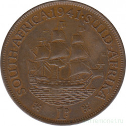 Монета. Южно-Африканская республика (ЮАР). 1 пенни 1941 год.