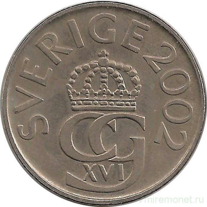 Монета. Швеция. 5 крон 2002 год.