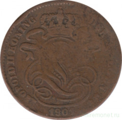 Монета. Бельгия. 1 сантим 1901 год. Der Belgen.