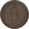 Монета. Канада. Токен провинции Нижняя Канада. ½ пенни (1 су) 1837 год. "City Bank" на ленте. ав.