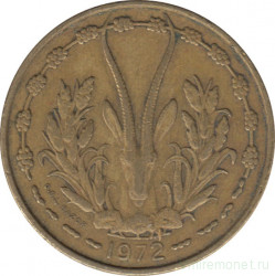 Монета. Западноафриканский экономический и валютный союз (ВСЕАО). 25 франков 1972 год.