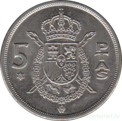 Монета. Испания. 5 песет 1976 (1975) год.