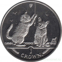 Монета. Великобритания. Остров Мэн. 1 крона 2001 год. Кошки. Сомалийская.