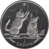 Монета. Великобритания. Остров Мэн. 1 крона 2001 год. Кошки. Сомалийская. ав.