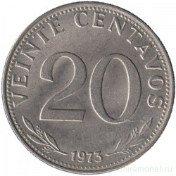 Монета. Боливия. 20 сентаво 1973 год.