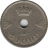 Монета. Норвегия. 50 эре 1927 год. ав.