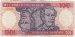 Банкнота. Бразилия. 100 крузейро 1981 год. Тип 198a.