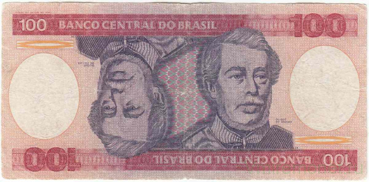 Банкнота. Бразилия. 100 крузейро 1981 год. Тип 198a.