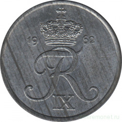 Монета. Дания. 5 эре 1962 год. Цинк.