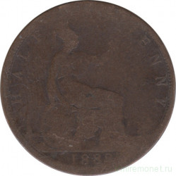 Монета. Великобритания. 1/2 пенни 1888 год.