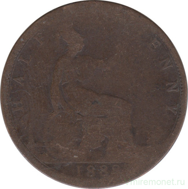Монета. Великобритания. 1/2 пенни 1888 год.