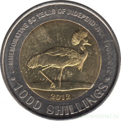 Монета. Уганда. 1000 шиллингов 2012 год. 50 лет независимости.