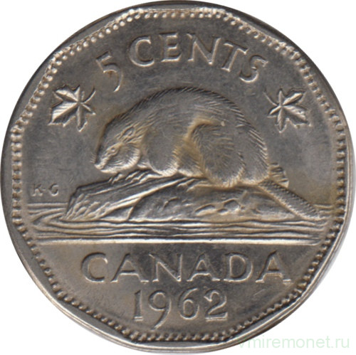 Монета. Канада. 5 центов 1962 год.