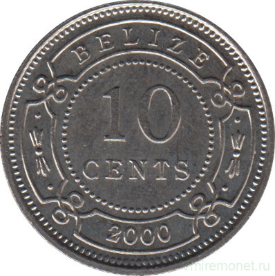 Монета. Белиз. 10 центов 2000 год.