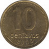 Монета. Аргентина. 10 сентаво 2005 год. ав.