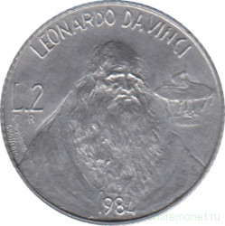 Монета. Сан-Марино. 2 лиры 1984 год. Леонардо да Винчи.