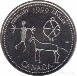 Монета. Канада. 25 центов 1999 год. Миллениум - февраль 1999. 