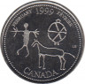 Монета. Канада. 25 центов 1999 год. Миллениум - февраль 1999.  ав.