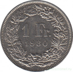 Монета. Швейцария. 1 франк 1980 год.