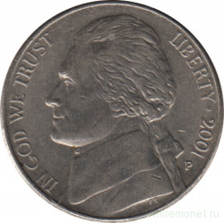 Монета. США. 5 центов 2001 год. Монетный двор P.