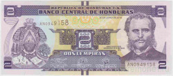 Банкнота. Гондурас. 2 лемпиры 2019 год. Тип 97.
