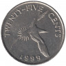 Монета. Бермудские острова. 25 центов 1999 год. 