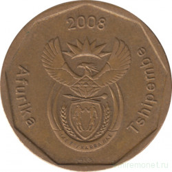 Монета. Южно-Африканская республика (ЮАР). 50 центов 2008 год.