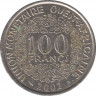 Монета. Западноафриканский экономический и валютный союз (ВСЕАО). 100 франков 2002 год. ав.