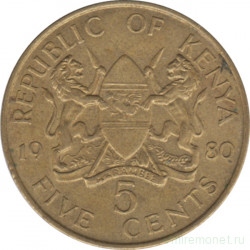 Монета. Кения. 5 центов 1980 год.