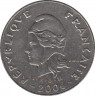 Монета. Новая Каледония. 20 франков 2006 год. ав.