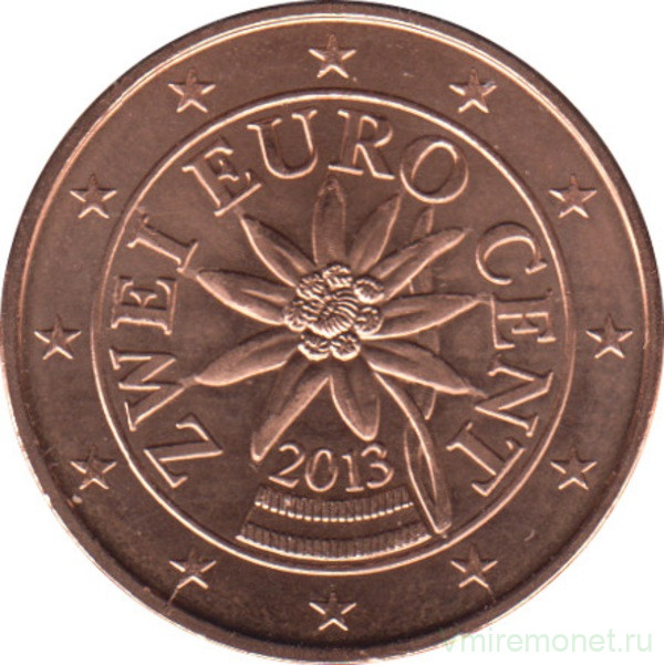 Монета. Австрия. 2 цента 2013 год.