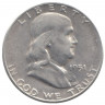 Монета. США. 50 центов 1951 год. Франклин. Монетный двор S.