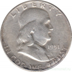 Монета. США. 50 центов 1951 год. Франклин. Монетный двор S.