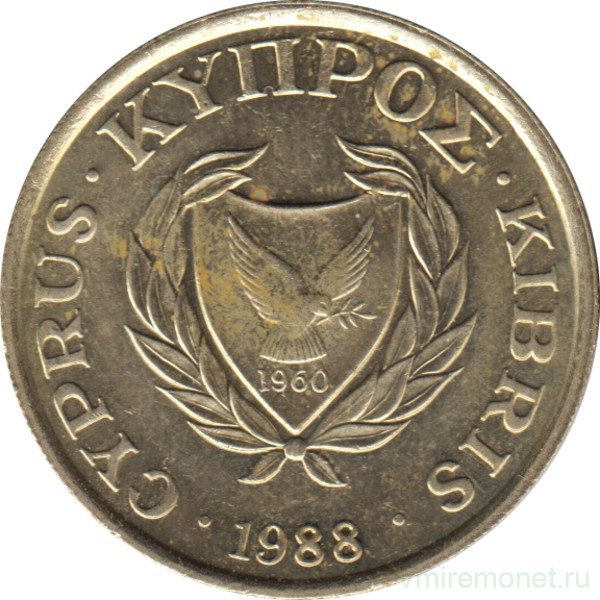 Монета. Кипр. 10 центов 1988 год.