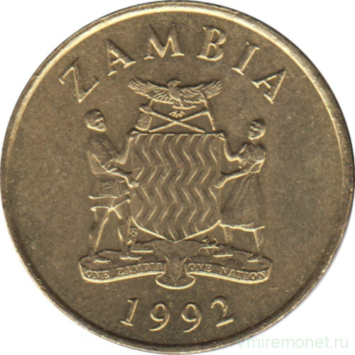 Монета. Замбия. 1 квача 1992 год.