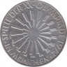 Монета. ФРГ. 10 марок 1972 год. XX летние Олимпийские Игры, Мюнхен 1972 - эмблема. (G). ав.