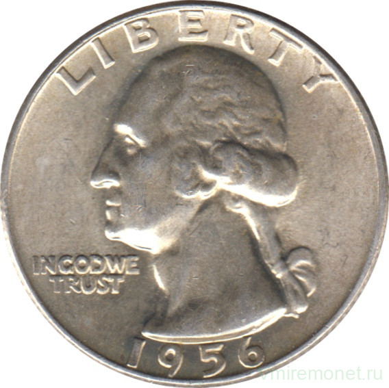 Монета. США. 25 центов 1956 год. Монетный двор D.