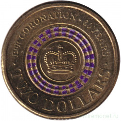 Монета. Австралия. 2 доллара 2013 год. 60 лет коронации Королевы Елизаветы II.