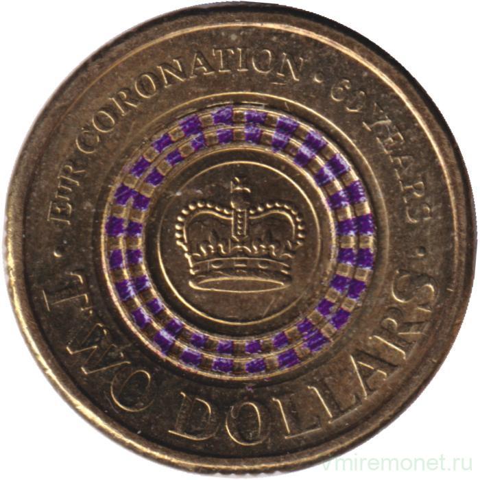 Монета. Австралия. 2 доллара 2013 год. 60 лет коронации Королевы Елизаветы II.