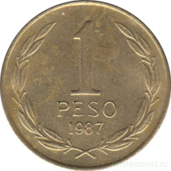 Монета. Чили. 1 песо 1987 год.