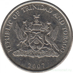 Монета. Тринидад и Тобаго. 25 центов 2007 год.