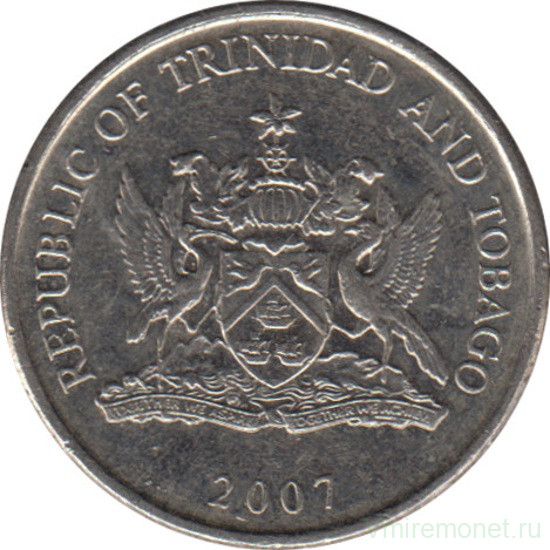Монета. Тринидад и Тобаго. 25 центов 2007 год.