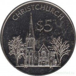 Монета. Новая Зеландия. 5 долларов 1997 год. Крайстчёрч.