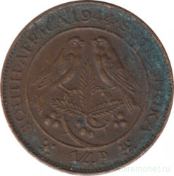 Монета. Южно-Африканская республика (ЮАР). 1/4 пенни 1944 год.