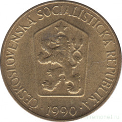 Монета. Чехословакия. 1 крона 1990 год.